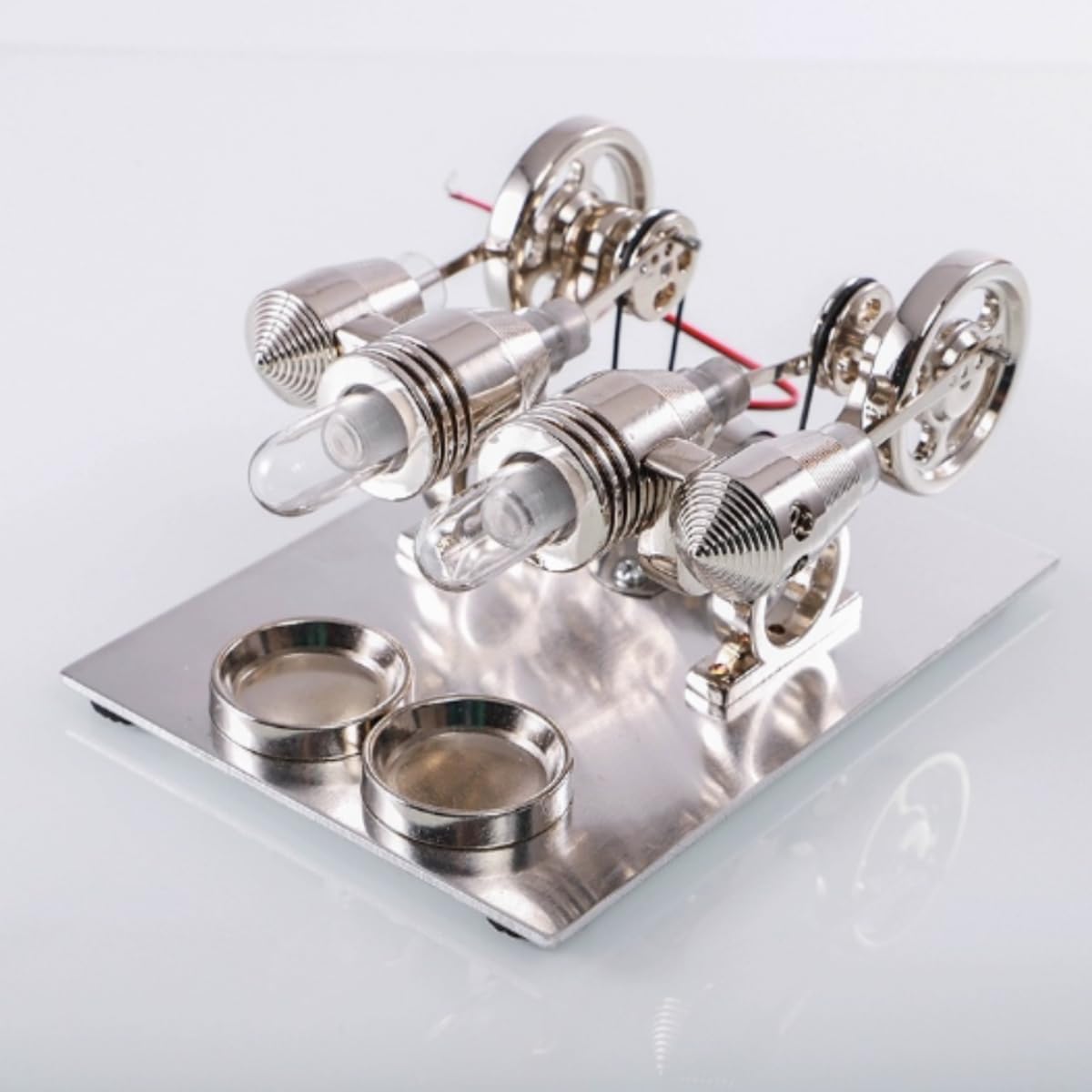 Hot Air Stirling Engine Model, Mini Stirling Engine Toy Electricity Generator Motor Model with LED Light, 4 Cylinder Sterling Engine Steam Engine Model Education Toy Teaching Tool for Children Adults