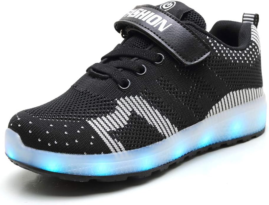Unisex LED Light up Shoes 7 Colors USB Charge Flashing Trainers Velcro
