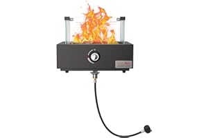 ONLYFIRE OUTDOOR LIVING Smokeless Gas Fire Pit Bottom-Mounted for Table with Umbrella Hole, Portable Tabletop Fireplace w/Wind Guard, Propane Firepit for Patio Camping RV Tailgating, Square FP041
