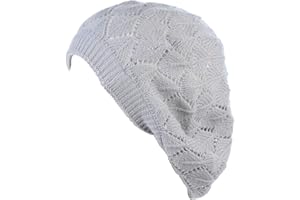 BE YOUR OWN STYLE BYOS Chic Soft Knit Airy Cutout Lightweight Slouchy Crochet Beret Beanie Hat