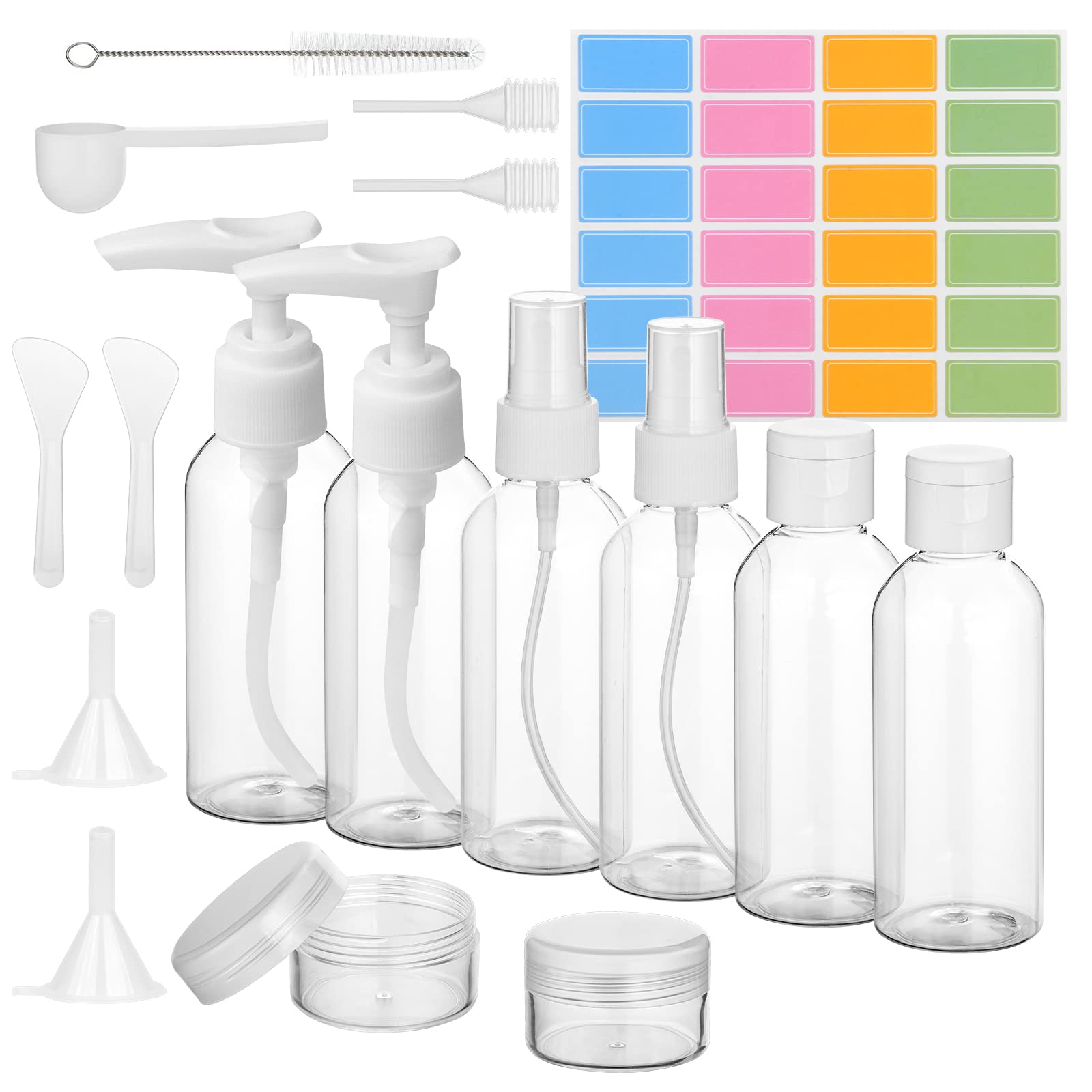 Flintronic 80ML Travel Bottles Set - Transparent Refillable Containers for Toiletries, Shampoo, Cosmetic Liquid With Cream Box, Dropper, Funnel, Sheet Label and Brush — image 1