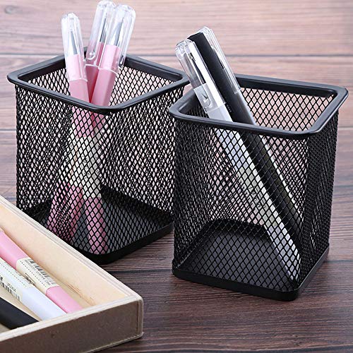 image for Smallrabbit Pen Holder Square Metal Mesh Pen Pencil Holder Durable Pad