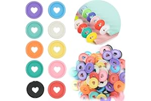 FANTASYON 60 Pcs Plastic Loose Leaf Binder Discs, 6 Colors Discbound Expansion Discs Heart Binder Rings for for Add Extra Pages, Notes or Artwork (35mm)