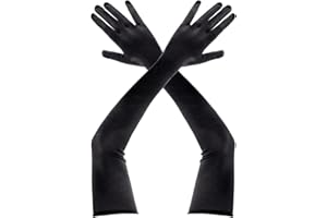 Heliltd 1 Pair Satin Gloves Long Elbow Finger Gloves 21 inch 1920s Elbow Opera Glove for Women Evening Party Dance Wedding