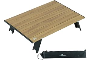 iClimb Ultralight Compact Mini Beach Picnic Folding Alu. Table with Carry Bag, Two Size (Nature - L)