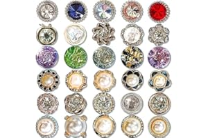 KONGCHAN 30 Sets Pearl Brooch Buttons, Cover Up Buttons, No Sew Buttons Invisible Buttons for Blouses, Dresses, Sweaters, Coats, Shawls - Ideal for Women and Girls