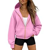 Trendy Queen Womens Zip Up Hoodies Fall Fashion Sweatshirt 2026 Clothes Y2K Cropped Jackets Cute Winter Outfits