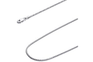 Wellingsale 14K Solid Gold Round Diamond Cut Wheat Chains (Select Options)