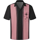 Hardaddy Men's Camp Collar Retro Vintage Bowling Button Down Shirt with Pocket Casual Short Sleeve Beach Shirts Summer