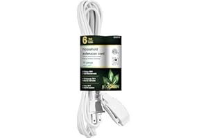 GO GREEN POWER INC. GoGreen Power (GG-24706) 16/2 6’ Household Extension Cord, 3 Outlets, White, 6 Ft