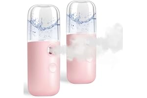 GIVERARE 2 Pack Nano Facial Steamer, Handy Mini Mister, USB Rechargeable Mist Sprayer, 30ml Visual Water Tank Moisturizing&Hy