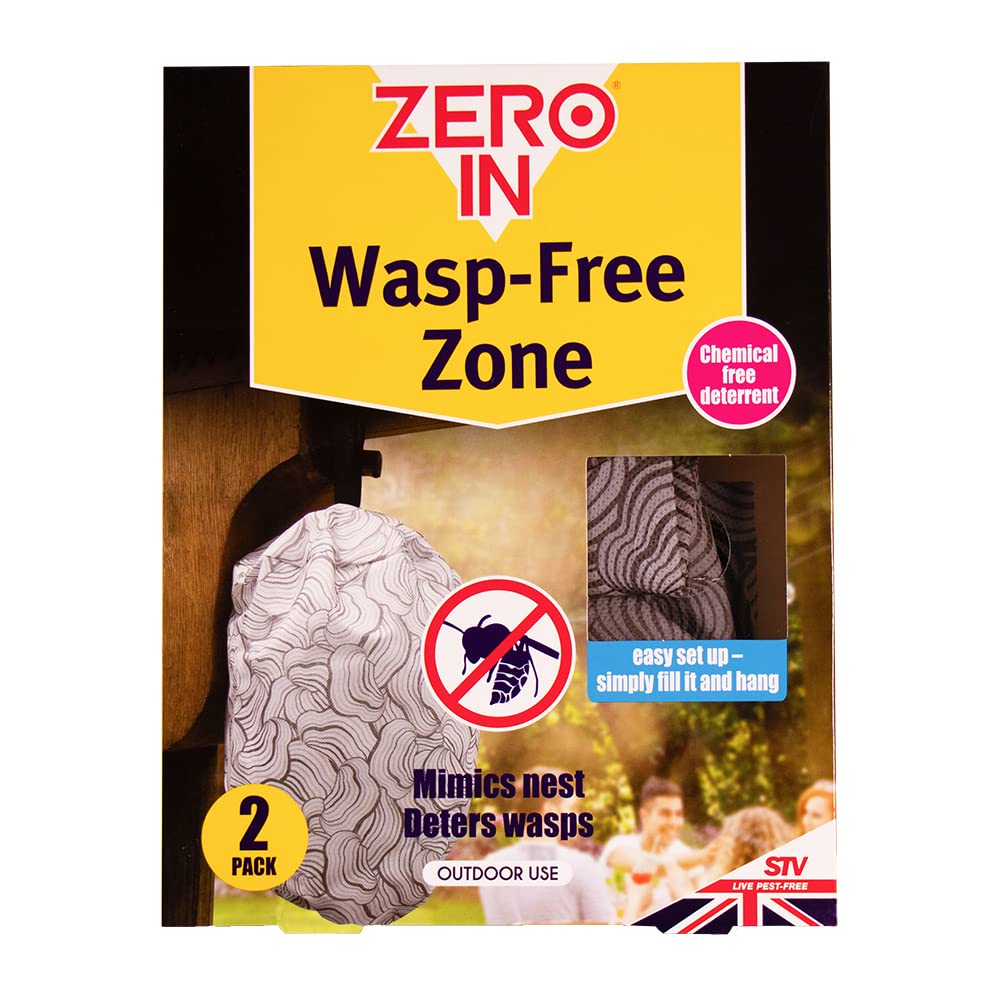 Zero In Wasp-Free Zone Wasp Nest Decoys - Twinpack Poison-Free Visual Wasp Repellent Pet and Child Safe, 2.5x17.5x23 cm, Grey