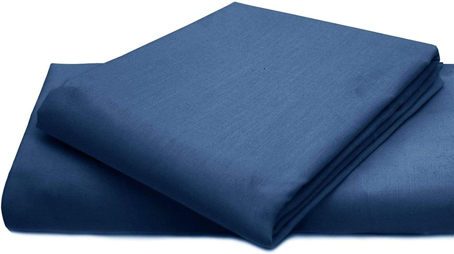 Comfy Nights PolyCotton Plain Dyed Flat Sheet Or Pillow Pair, Double - Mid Blue โ image 1