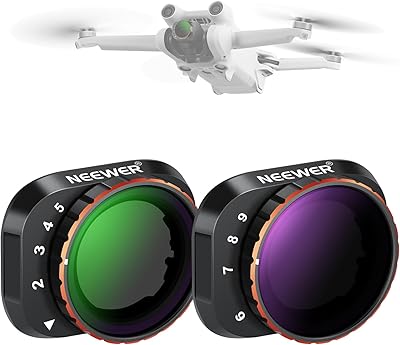NEEWER Variables ND Filter Set kompatibel mit DJI Mini 3 Pro, ND2-32 (1-5 Stop) + ND64-512 (6-9 Stop) aus mehrschichtigem optischem Glas, Kamerazubehör Drohne für Fotografie, Luftvideografie