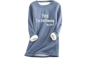 Womens Fleece Lined Sweatshirt Plus Size Crewneck Long Sleeve Sherpa Pullover Casual Winter Warm Cozy Cute Tunic Tops