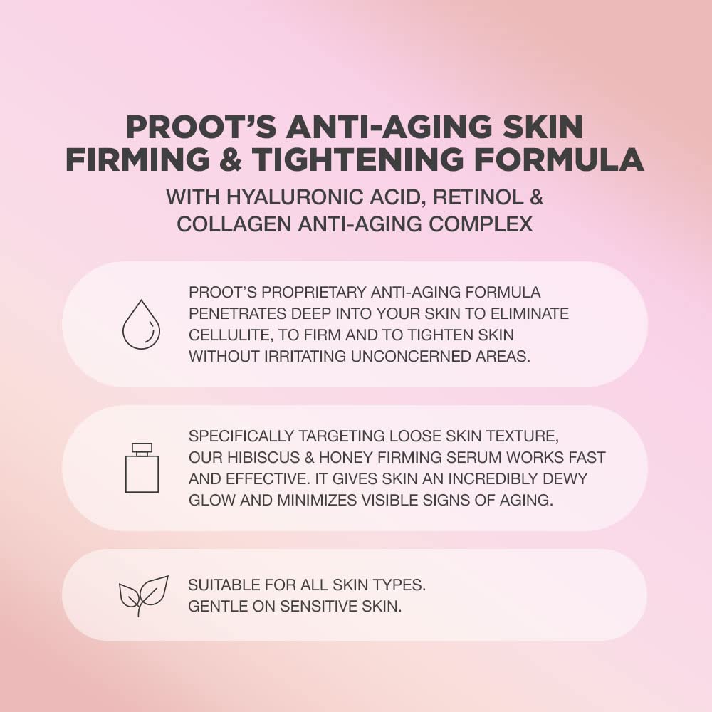 PROOT Hibiscus and Honey Firming Serum with Retinol, Hyaluronic Acid and Collagen Complex, 1.7 oz