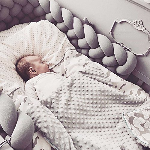 STLY 100 cm Braided Crib Bumper Knot Pillow Knot Cushion Cradle Bumper Nursery Decor Crib Bedding Newborn Gift Decorative Pillow Cot Bumper