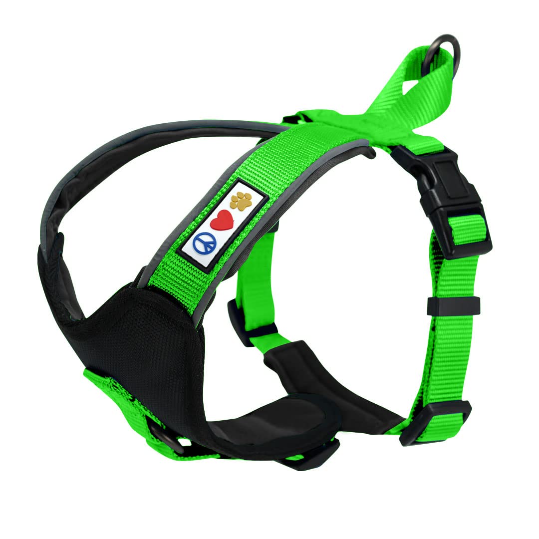 Pawtitas Pet Accessories Adjustable Padded Reflective Dog Harness, Step In Or Vest Harness, Comfort Control Walk, Puppy Trainer, Reduces Pull Tugging, Choking XS Extra Small Green