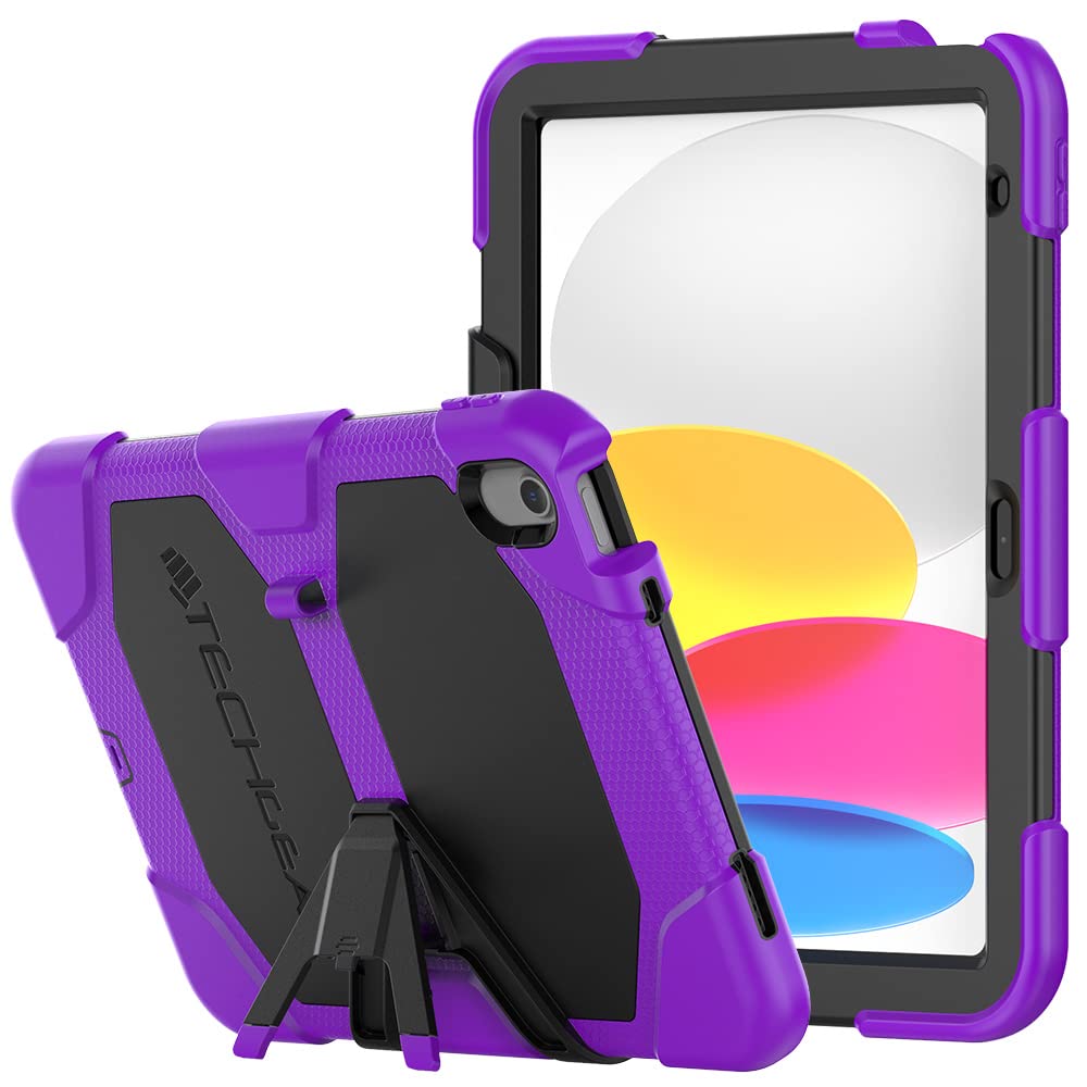 TECHGEAR G-SHOCK Case for iPad 11" A16 (11th Gen 2025) & 10.9" (10th Gen 2022), Heavy Duty Rugged Shockproof Protective Screen Protector Case with Stand, For Schools, Builders, Kids, Everyday Use