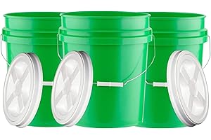 House Naturals 5 Gallon Plastic Food Grade BPA Free Bucket Pail with Screw on Air Tight lid (Pack of 3) Made in USA pails