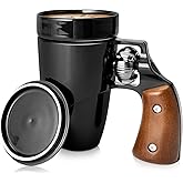 VIREESR Novelty Coffee Mugs for Men, Ceramic Funny Gun Cup, Revolver Mugs, Birthday Gifts for Father, Black Cool Unique Coffee Mug for Men, Fathers Day Dad Gifts(16 oz BLACK)