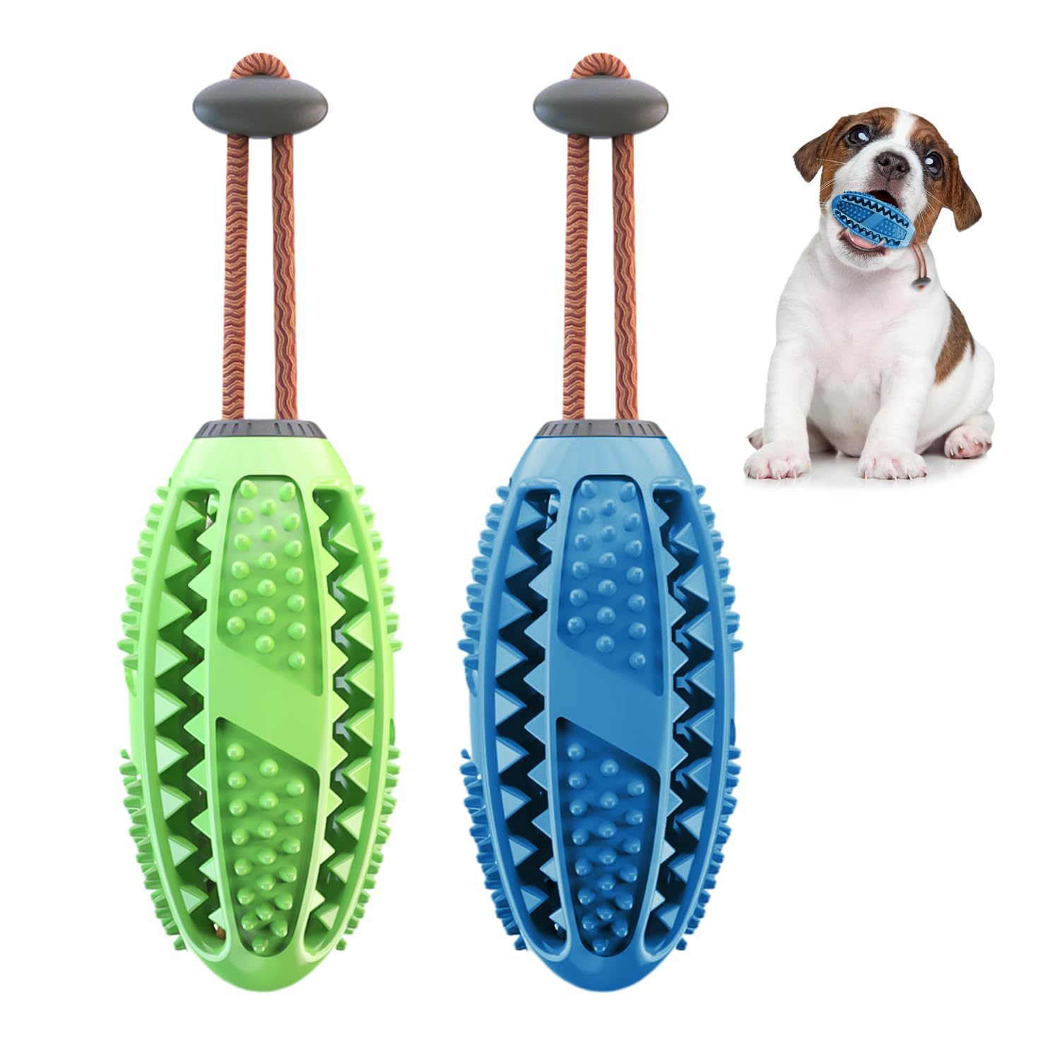 DUINIU 2 Pieces Dog Treat Dispenser, Natural Rubber Chew Stick, Chew Toy, Dog Toothbrush, Dog Toy Ball, Suitable for Small, Medium and Large Dogs