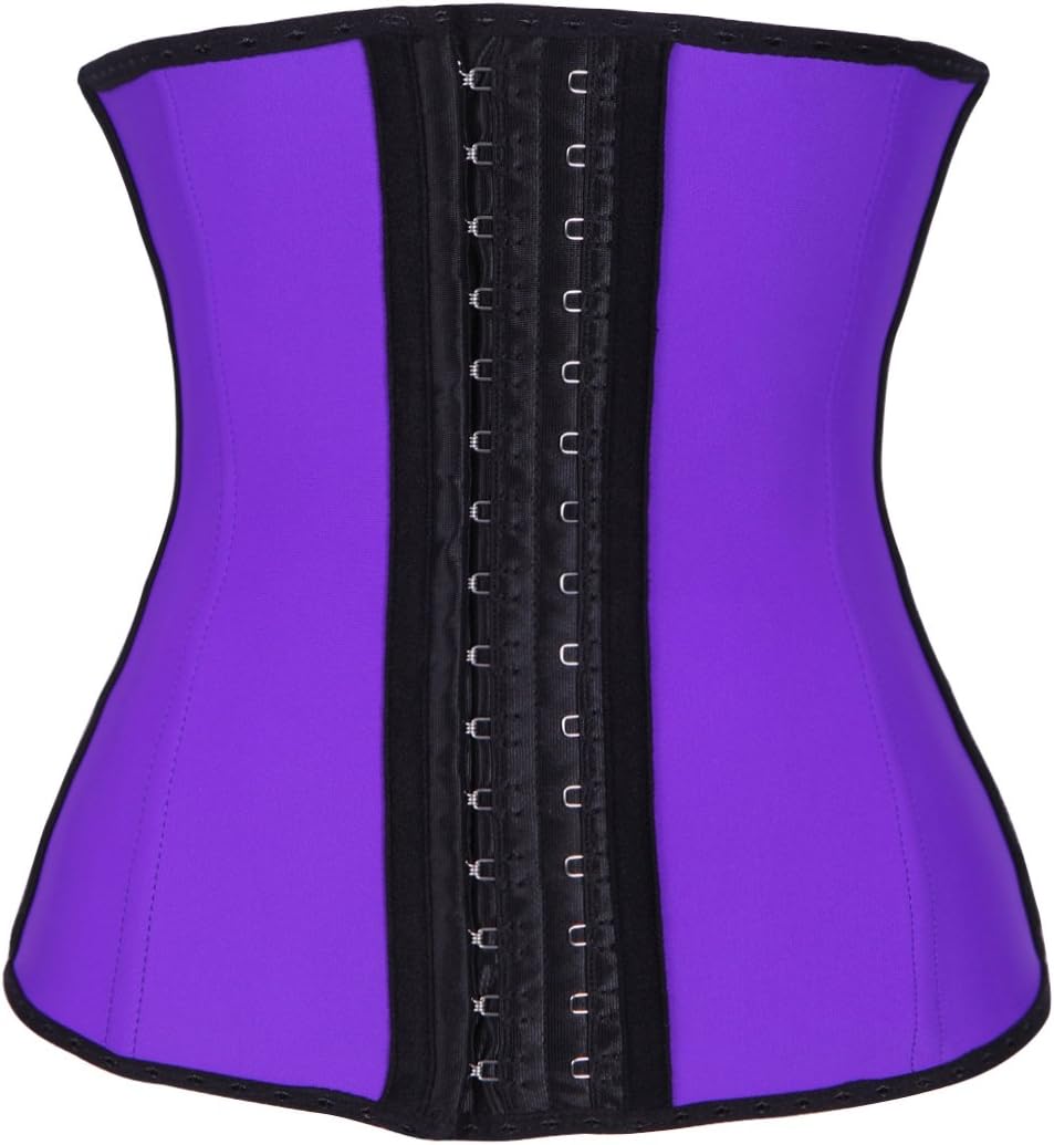TWINS FLAME Women's Latex Waist Trainer Training Corset Cincher For Weight Loss, Purple Latex, 5XL(Fit 41-42 Inch Waistline)