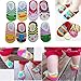 FlyingP 5Pairs Baby Toddler Anti Slip Skid Socks for 6-18 Months Cute Animal Stripes No-Show Crew Boat Socks Baby Socks Footsocks