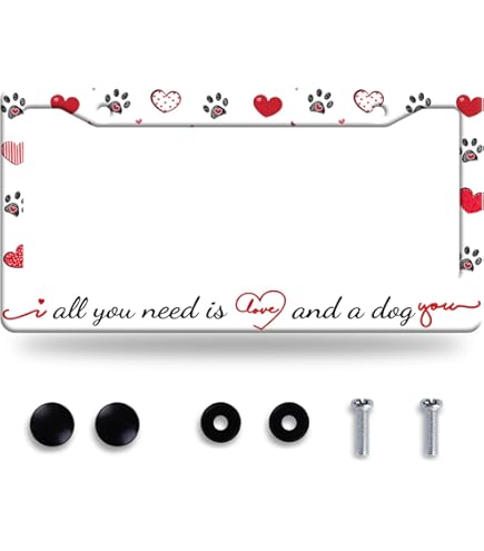 Motorcycle Plate Frame HOSNYE Dog Paw Print License Plate Frame - Main Image