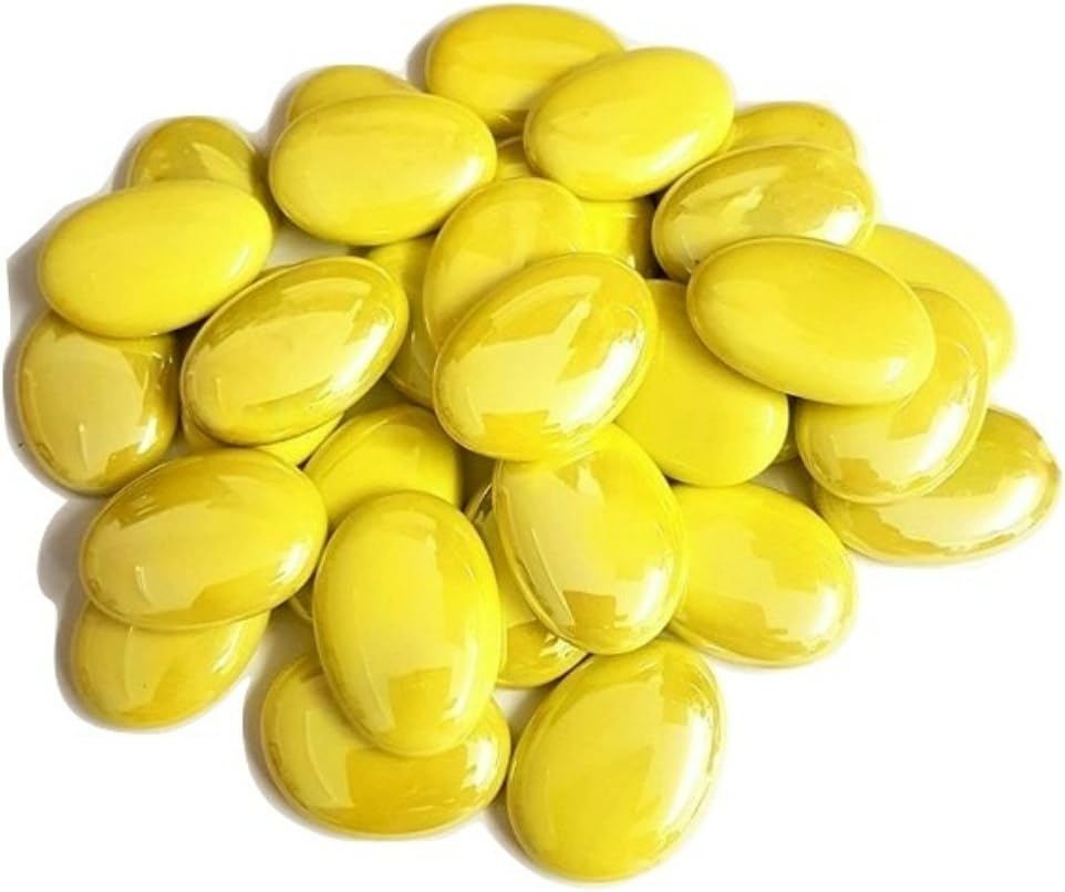 10 Yellow, Flat Glass Pebbles/Nuggets/Stones/Beads Pebbles/Home Garden/Display/Art Craft