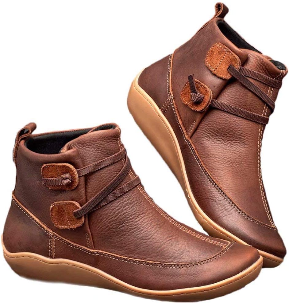 TUOLE 2019 New Arch Support Boots Women Shoes Ankle Boots Autumn PU Leather Punk Ladies Booties Cross Strap Platform Vintage Martin Boots