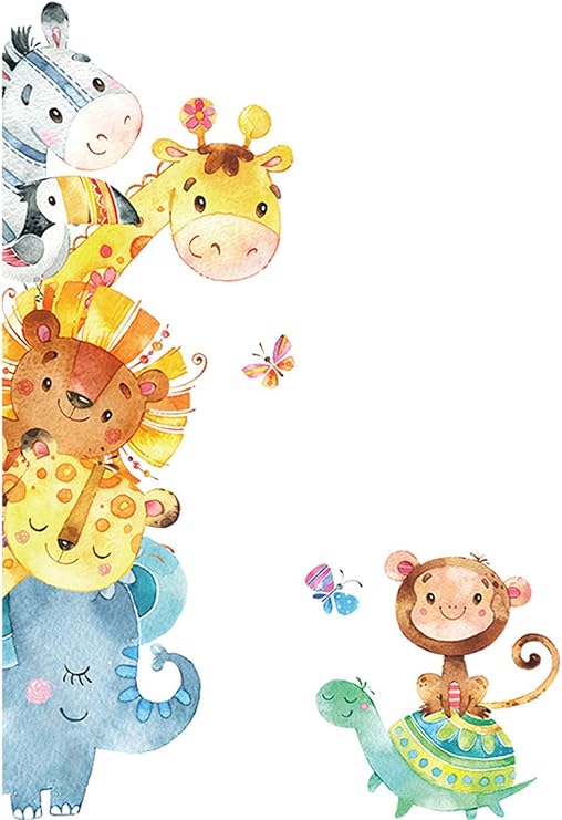 Amazon Chirstseason ウォールステッカー 動物達 象 猿 虎 ライオン キリン 水彩系 インテリア 子供部屋 幼稚園 保育園用 玄関 廊下 剥がせる 壁紙 シール ウォールシール ウォールステッカー オンライン通販