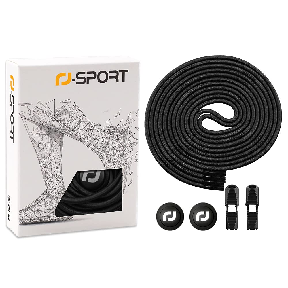 RJ-Sport Tieless Elastic Shoe Laces - Heavy Duty No Tie Shoelaces for Kids and Adult with Strong Lock and Speed Shoestrings