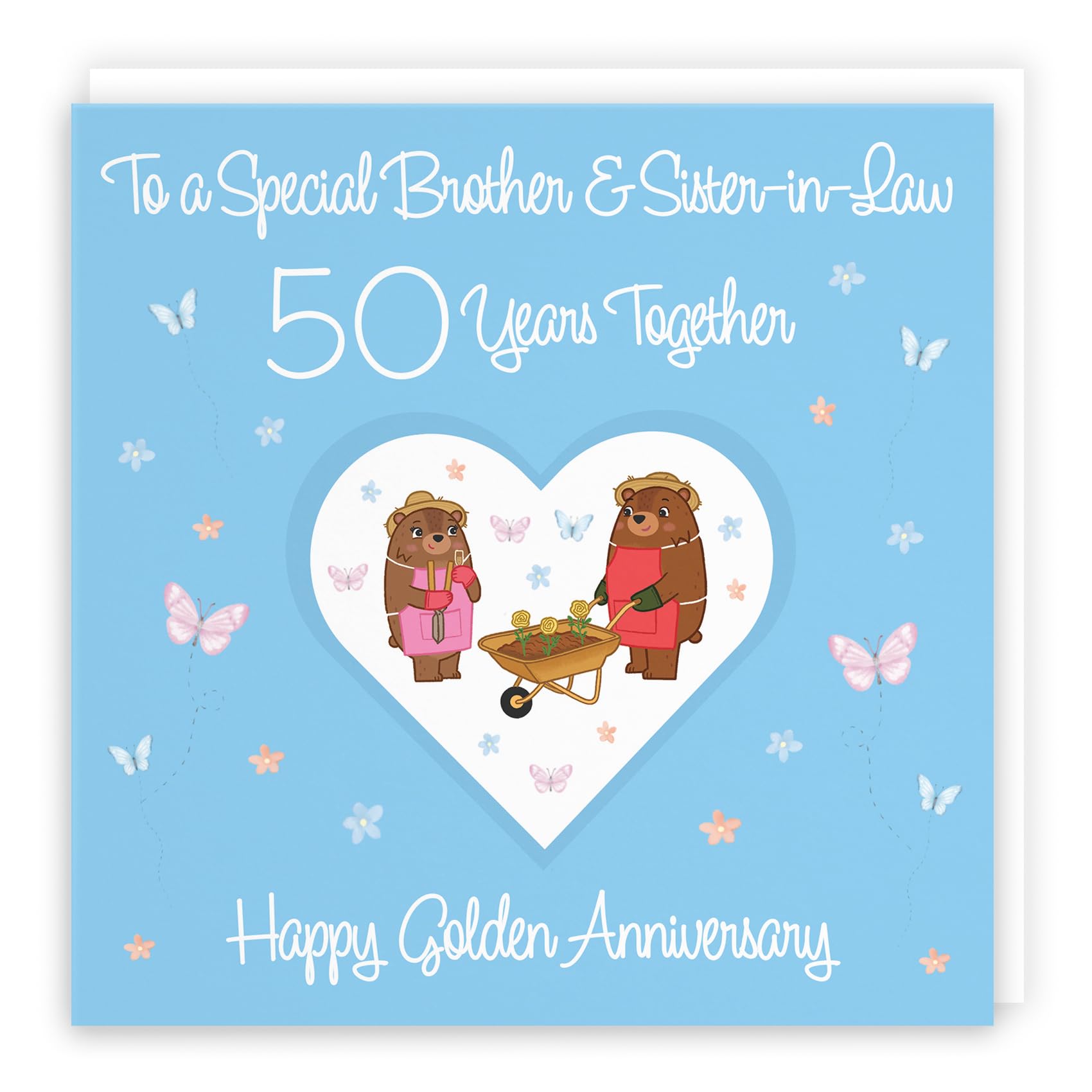 Hunts England - Brother & Sister-in-Law 50th Anniversary Card - 50 Years - Golden Anniversary - Romantic Meadows - Fun Card - 50th Anniversary Card For Brother And Sister-in-Law — image 1