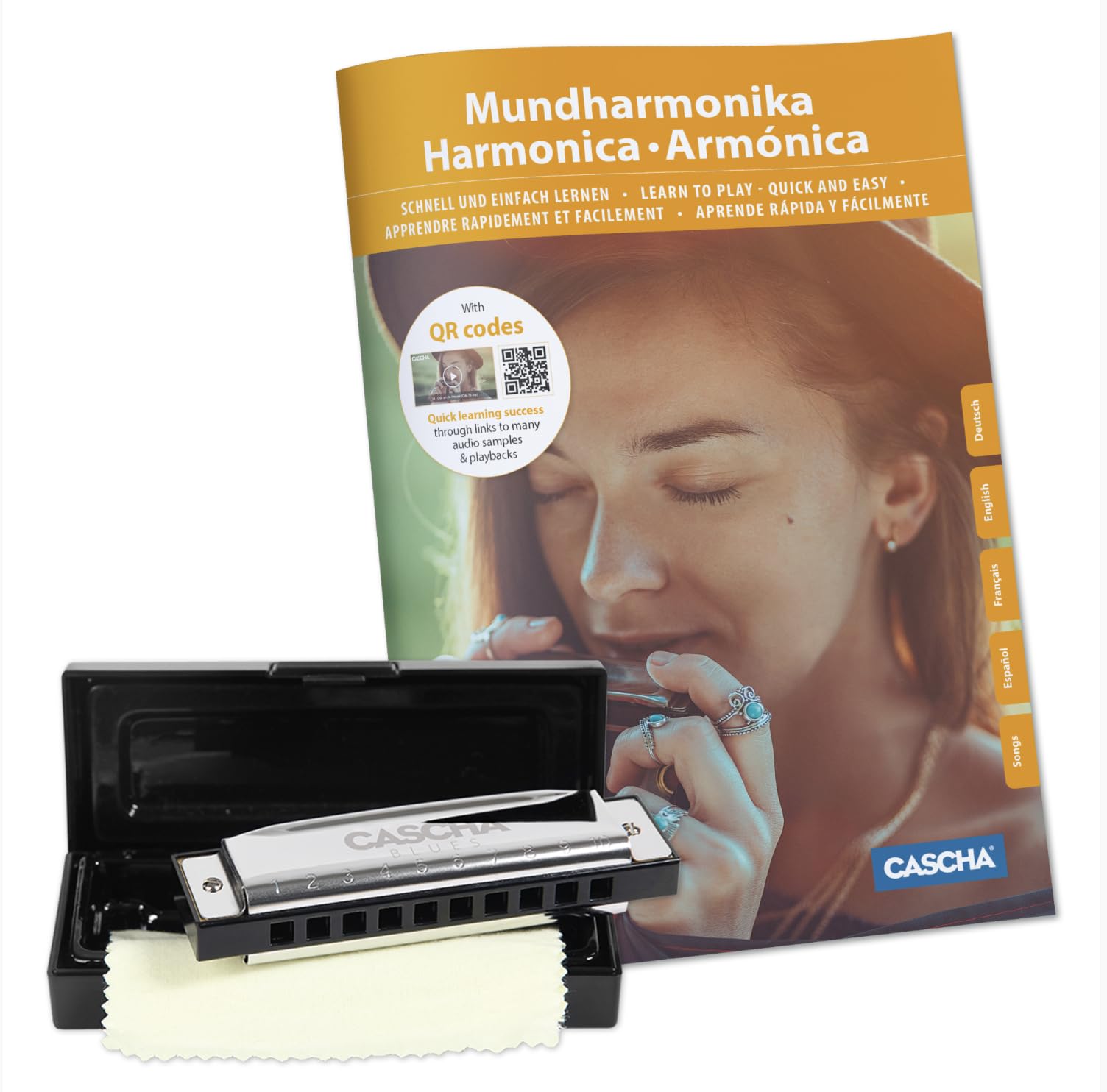 CASCHA HH 1600 DE MP3-CD Blues Harmonica Set with German Instructional Book