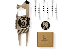 Birdie Days Ball Marker and Magnetic Divot Tool Gift Sets | Antique Silver or Brass Finish | 2 Markers | 1 Multi-Functional Golf Divot Repair | Bottle Opener | Groove Brush Cleaner | Premium Gift Box