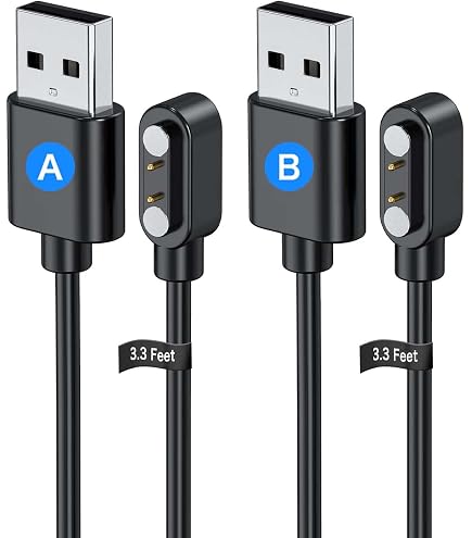Chargeur Pour Montre Popglory P66 | Pack De 2 | Câble Magnétique USB 60cm | Charge Rapide | Portable