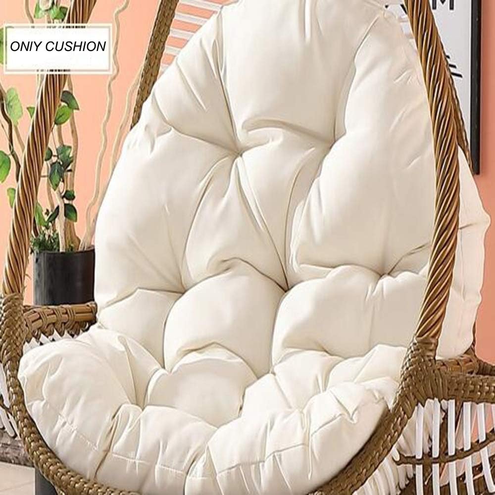LoveLife Swing Chair Cushion,hanging Egg Rattan Chair Hammock Pad,round Solid Color Patio Garden Wicker Indoor Or Outdoor Without Stand(cushion Only)-white 90x120cm(35x47inch)