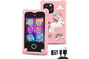 BESTOONE Upgrade Kids Phone Toys for 3 4 5 6 Year Old Girls and Boys, Toddler Emulated Touchscreen Smartphone with No Calls, No Internet, Christmas Birthday Gifts for Kids Ages 3-8 (Pink)