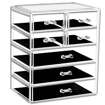 Amazon Com Makeup Organizer Acrylic Cosmetic With 7 Storage