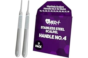 MedHelp Pack of 2 Scalpel Handle No 4, Stainless Steel Dermaplaning Handle #4, Fits Blades 18,19, 20, 21, 22, 23, 24, 25, 26, 36 - Pack of 2 Handles