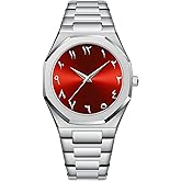 VILKFY Mens Business Gold Watch Stainless Steel WatchBand Waterproof Analog Quartz Wristwatch