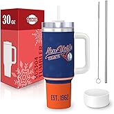 New-York 30 oz Tumbler with Handle and Straw,Car cup,Coffee Mug,100% Leakproof Insulated Tumbler with Lid and Straw,Made of Stainless Steel,Cup Holder Friendly Base,Classic Collection Gifts for Fans
