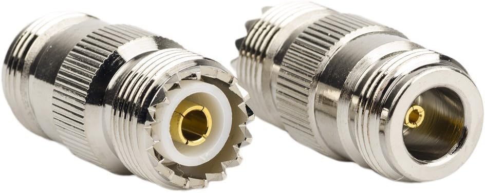 2 Adaptadores Coaxiales N Hembra A UHF Hembra (SO-239) - 50 Ohm, Latón, Para RF