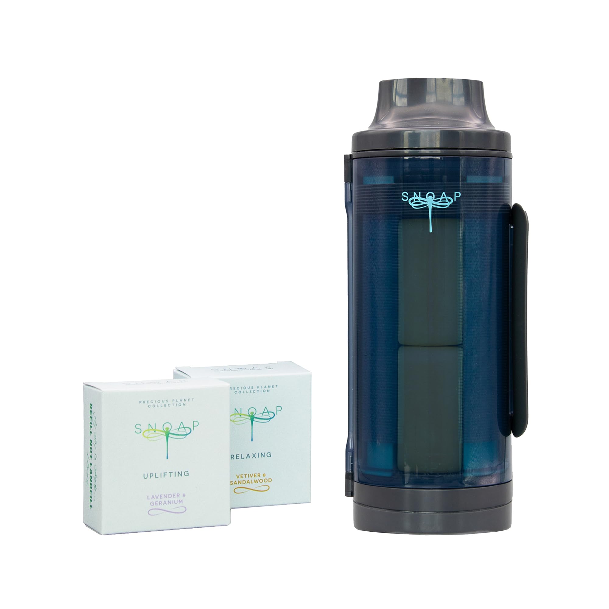 SNOAP Erebus Dispenser - Solid Soap and Shampoo Dispenser - Anthracite Grey - With Wall Mount and 2 Precious Planet Soaps (110g Each) - Long lasting & Luxury Experience