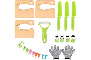 UNITELAND 13pcs Kids Knife Set Include Wooden Toddler Knive Kids Safe Knifes for Real Cooking Kids Knifes Plastic Serrated Edges Children Knife Potato Slicers Cooking Knives for Kitchen (13)