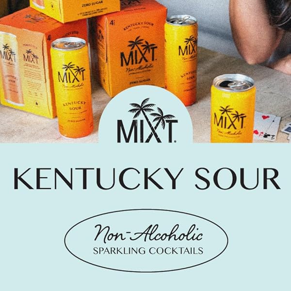 MIXT PREMIUM SPARKLING NON-ALCOHOLIC SPARKLING COCKTAIL – KENTUCKY SOUR – ZERO SUGAR, READY TO DRINK, ADAPTOGENS, NOOTROPICS, 2G OF CARBS OR LESS, LOW CALORIE, 12OZ CANS (PACK OF 4)
