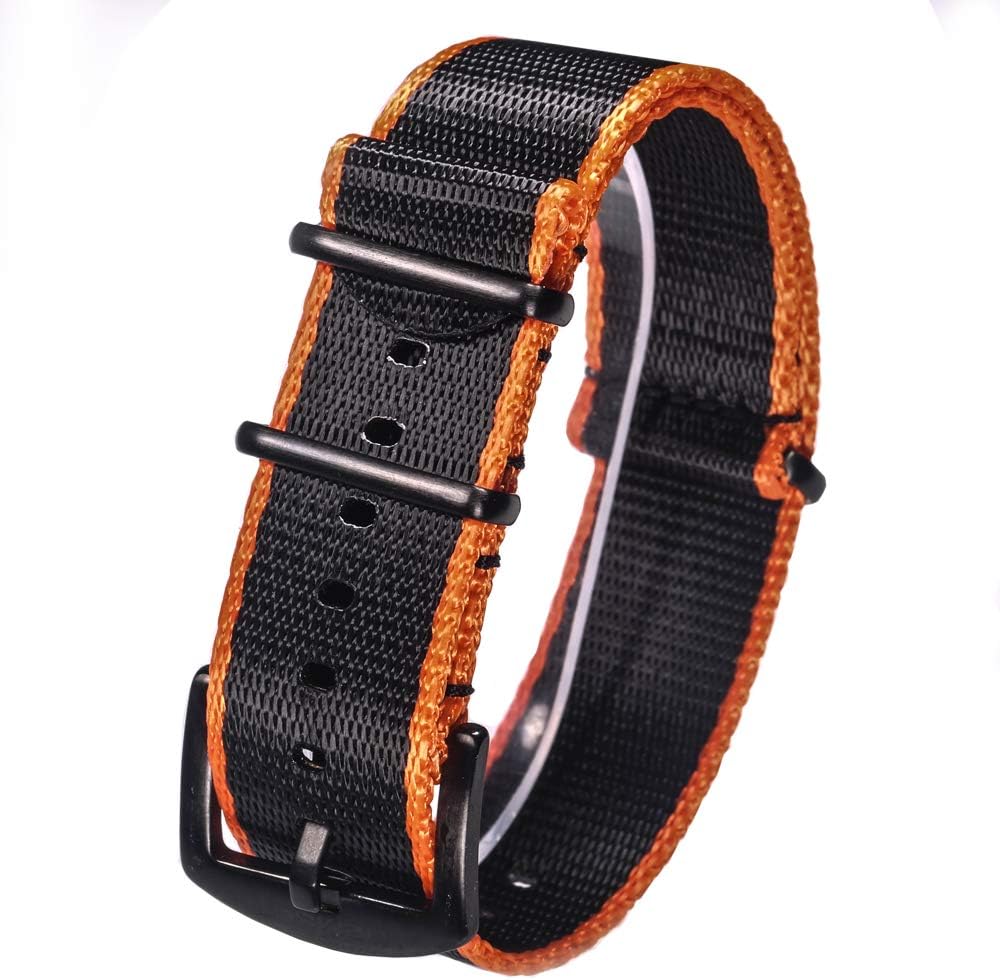 Hemsut NATO Strap, Seat Belt Watch Strap for Men Women, High End Soft Quality Nylon Watch Bands with Heavy Duty Brushed Buckle of 18mm 20mm 22mm 24mm