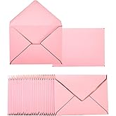 50 Pack A7 Envelopes Pink 5 x 7 Self-Adhesive V Flap Envelopes with Gold Border for Office, Greeting Card, Wedding, Graduation, Baby Shower, Parties, Invitations (Pink, 5x7)
