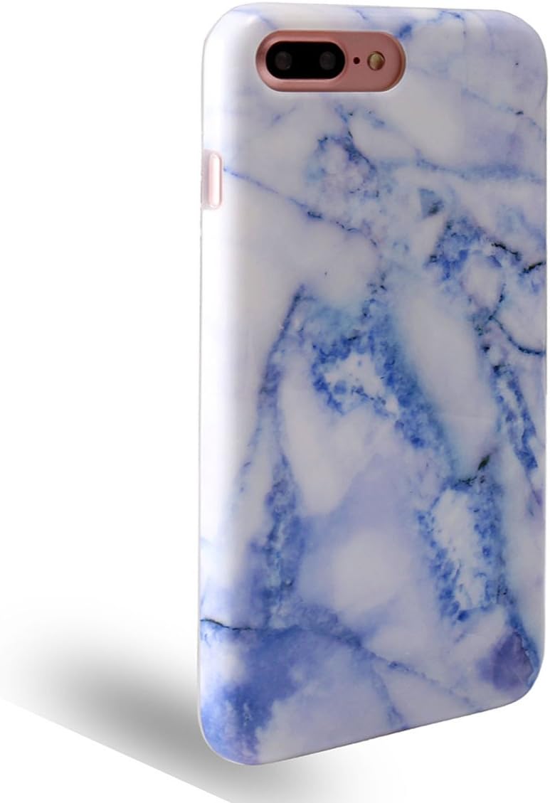 Iphone 7 Plus Case, DUOMON New Marble Design, Slim Shockproof Flexible Smooth TPU Soft Case Rubber Silicone Skin Cover (White&Blue)